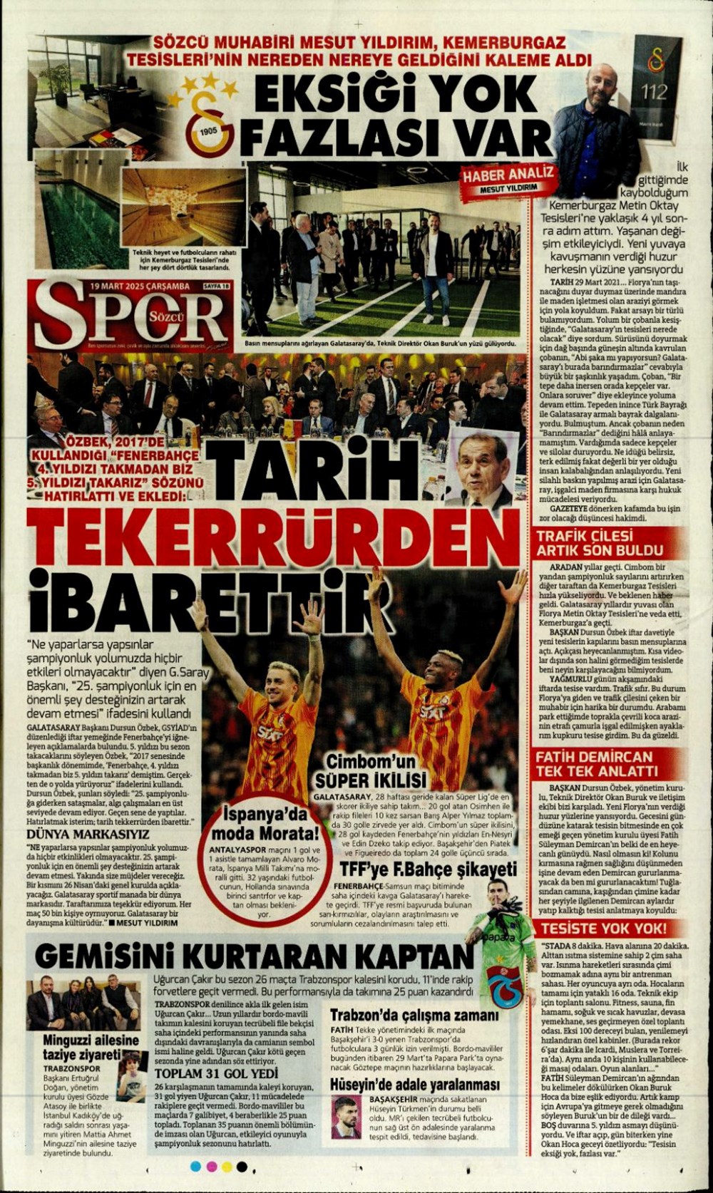 "Kayıtsız şartsız Mourinho" (19 Mart 2025 spor manşetleri) - 11