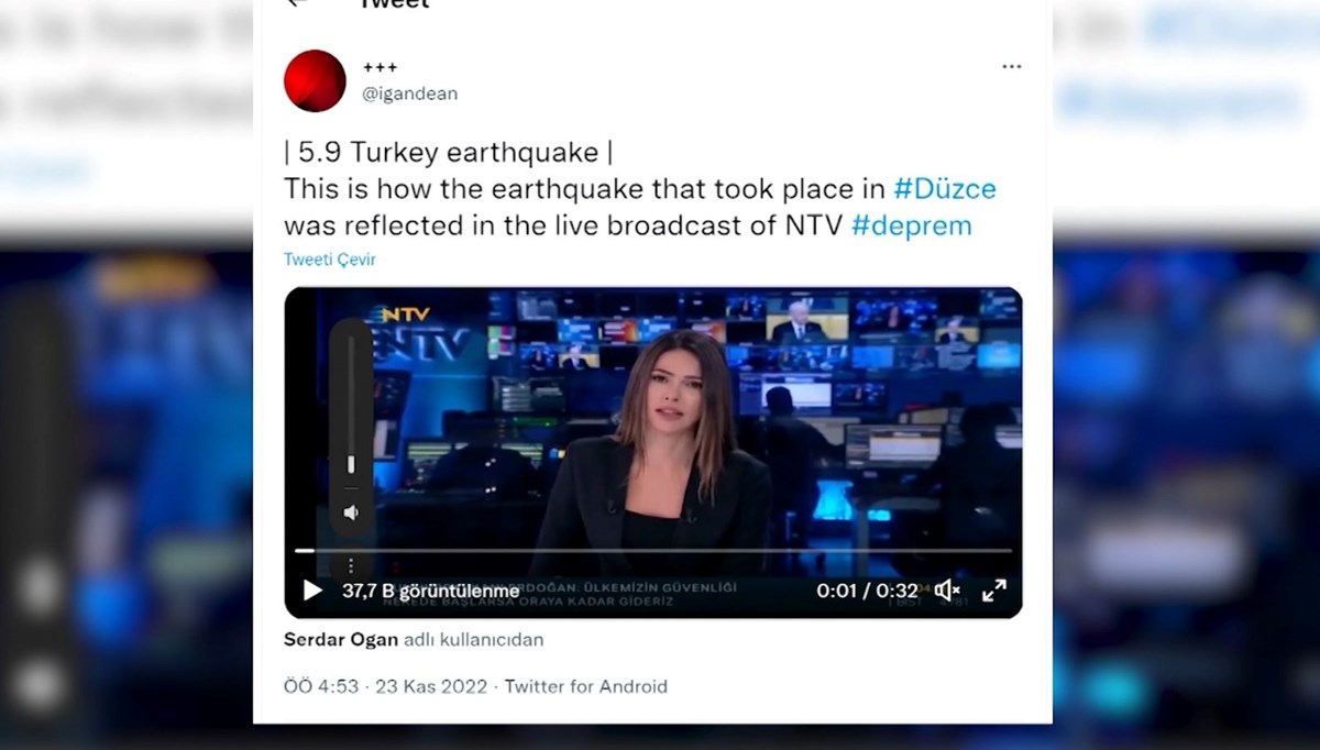 Depremi birçok ülkenin haber sitesi, NTV canlı yayınından duyurdu Depremi birçok ülkenin haber sitesi, NTV canlı yayınından duyurdu