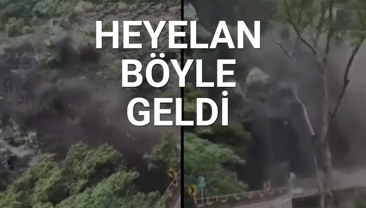 Karayolu bir anda toprak ve kayayla doldu