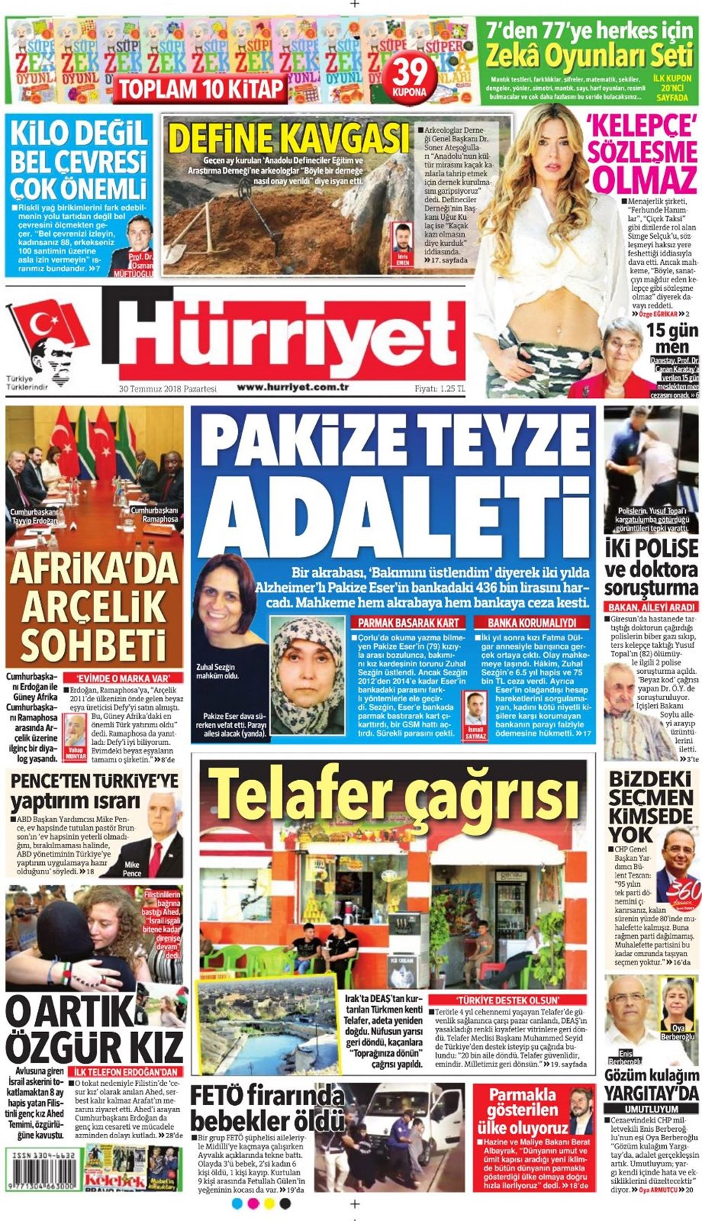 Günün gazete manşetleri - 30 Temmuz 2018 - 1