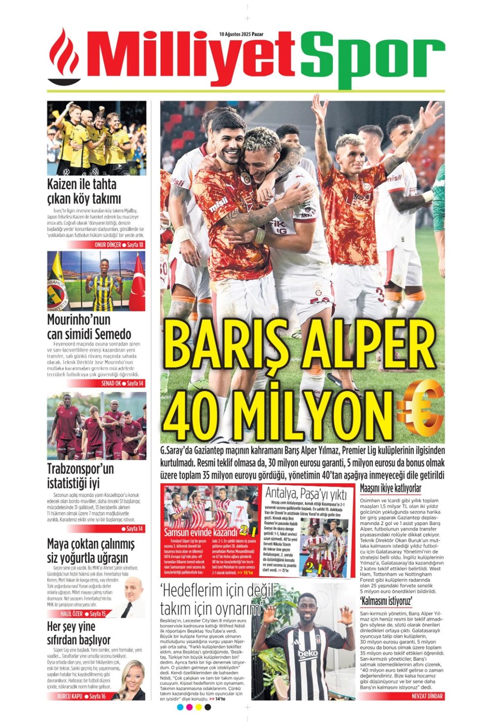 "Kadıköy rüyası" (10 Ağustos spor manşetleri) - 9