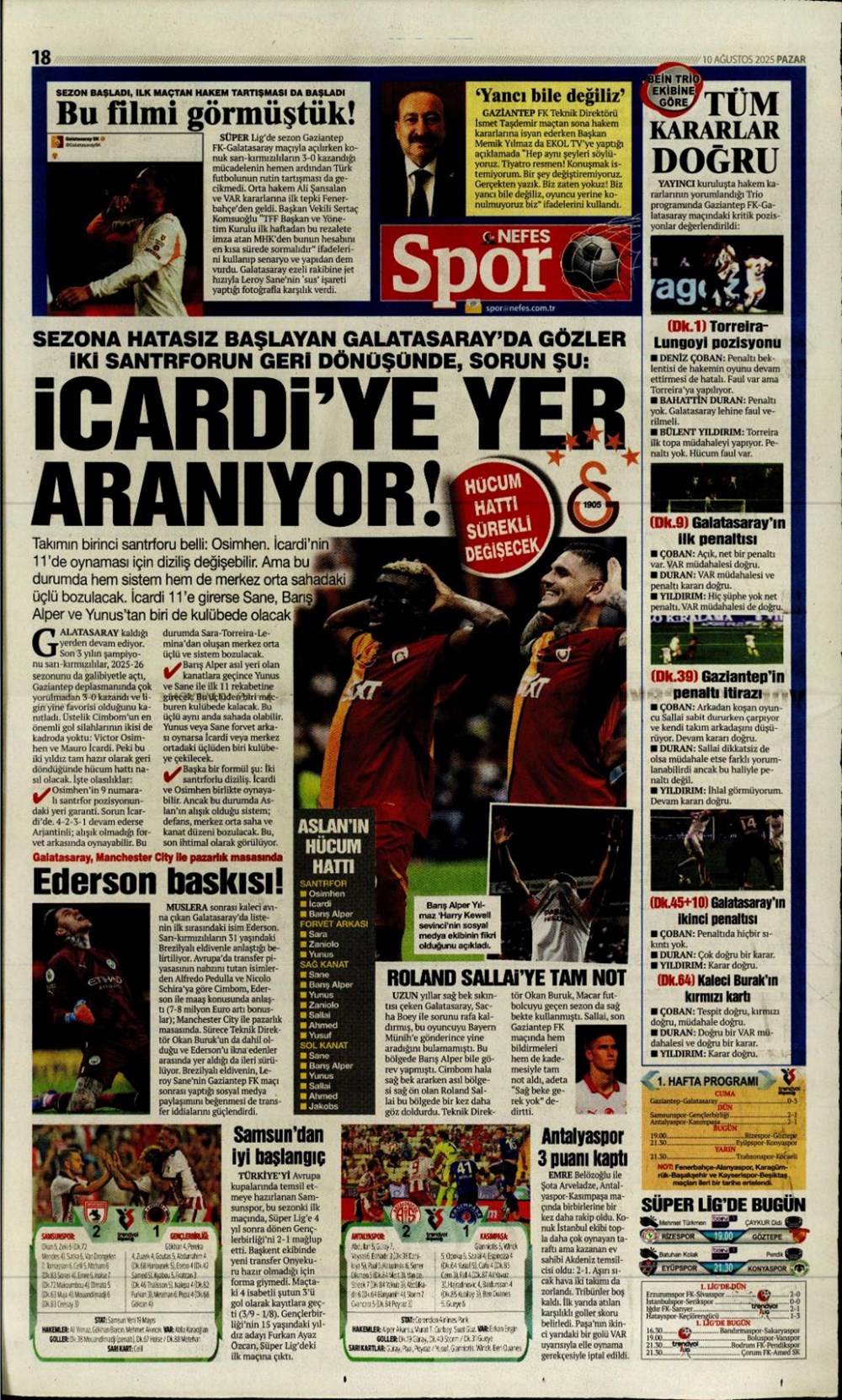 "Kadıköy rüyası" (10 Ağustos spor manşetleri) - 13