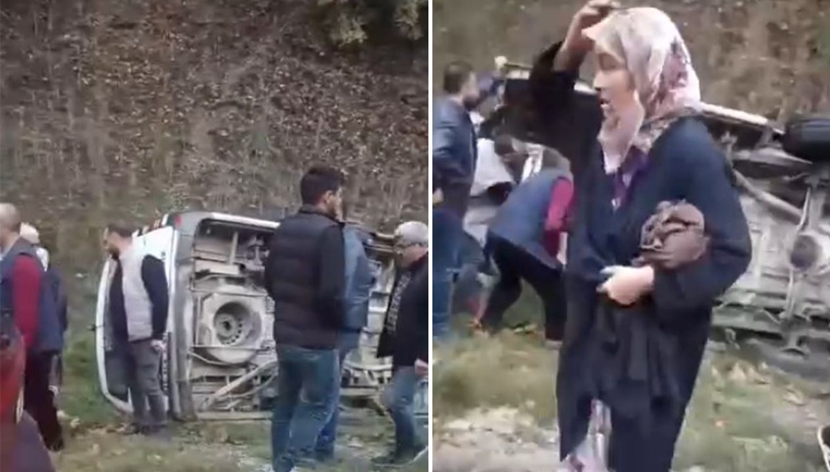 Yolcu minibüsü devrildi: Sekiz yaralı Yolcu minibüsü devrildi: Sekiz yaralı