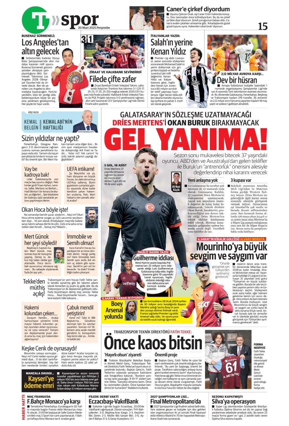 "Milliler avantaj peşinde" (20 Mart 2025 spor manşetleri) - 35