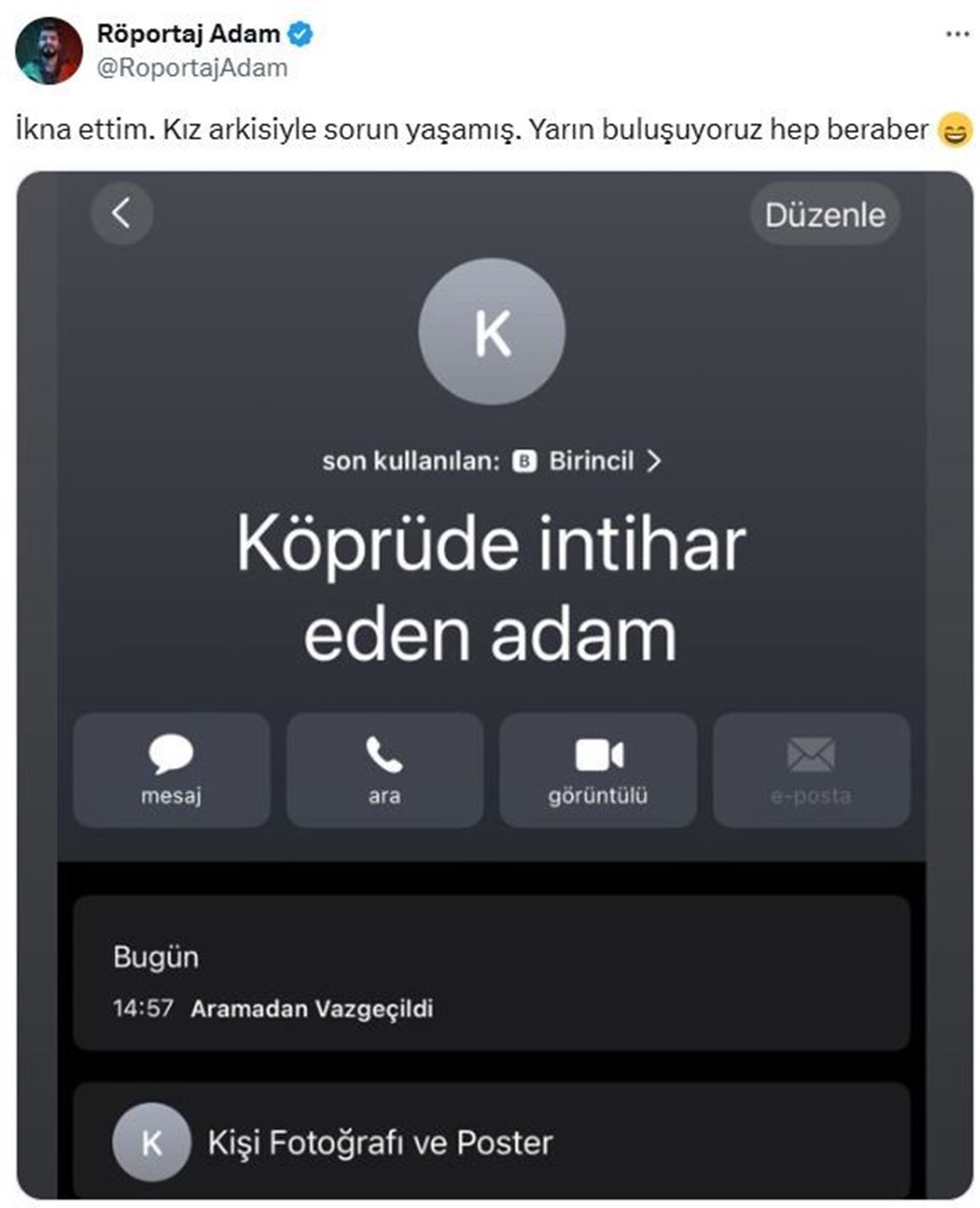 Köprüde intihara kalkışan genci Röportaj Adam (Mahsun Karaca) durdurdu - 1