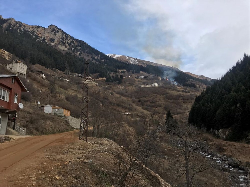 Rize'de Gölyayla köyünde çıkan yangına müdahale ediliyor - 10