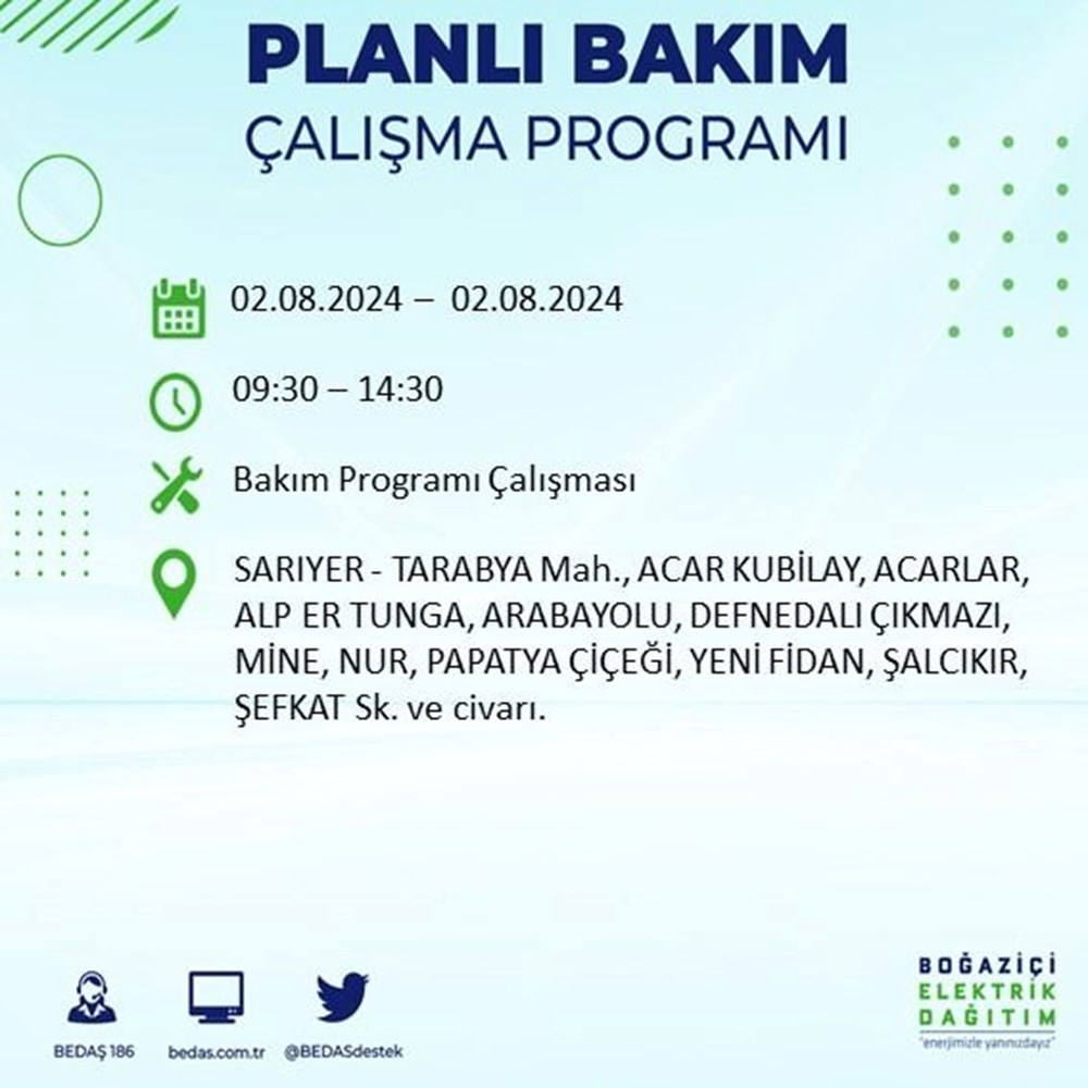 İstanbul'un 22 ilçesinde elektrik kesintisi: Elektrikler ne zaman gelecek? (2 Ağustos BEDAŞ kesinti programı) - 47