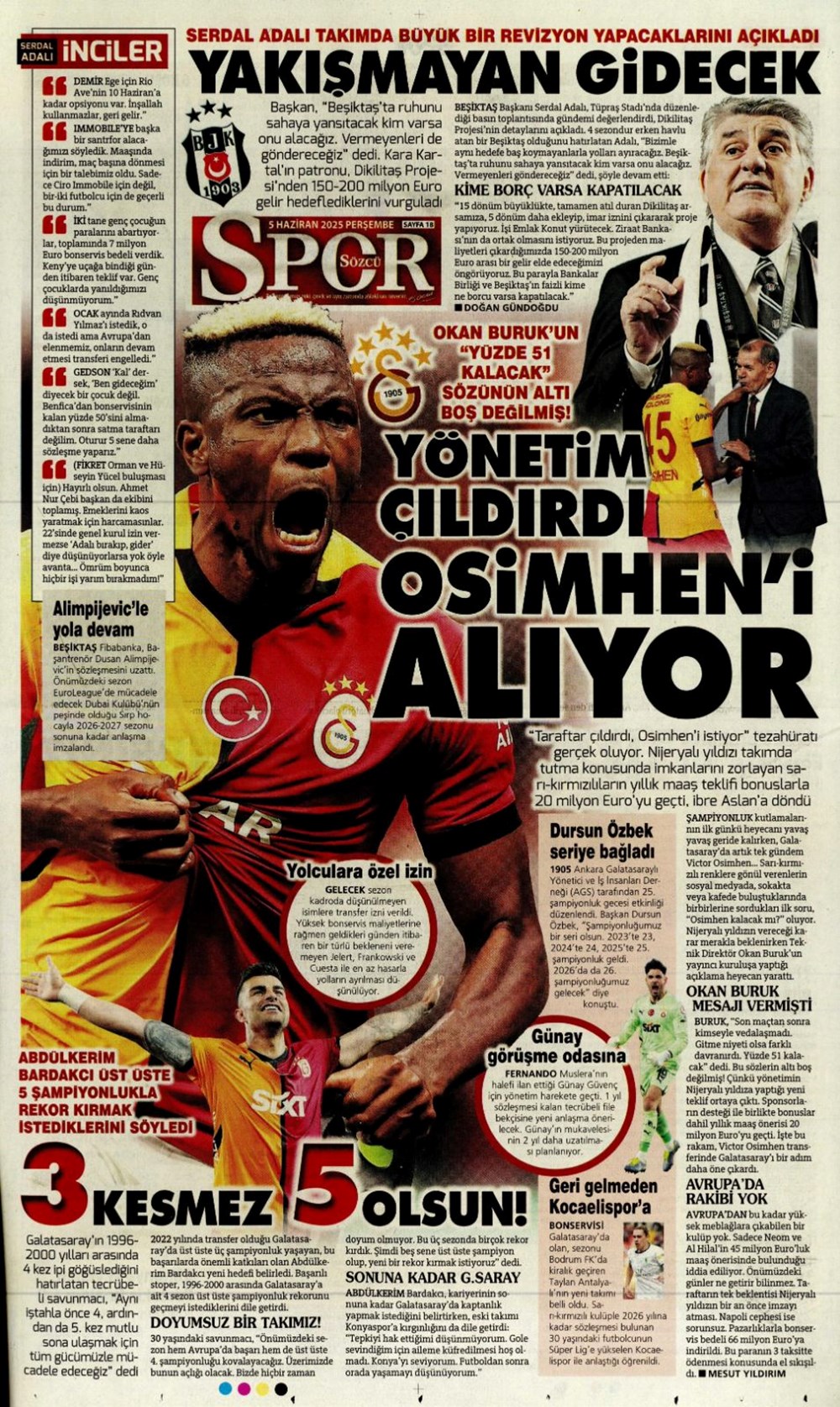 Transferin gündemi Sane (5 Haziran 2025 spor manşetleri) - 15