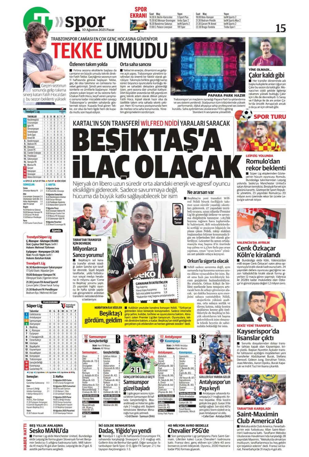 "Kadıköy rüyası" (10 Ağustos spor manşetleri) - 23
