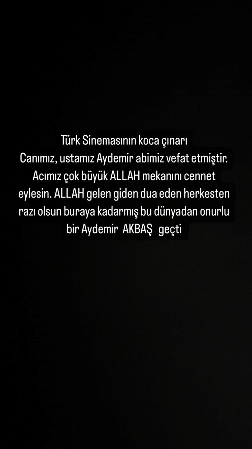 Usta Oyuncu Aydemir Akbaş, hayatını kaybetti!