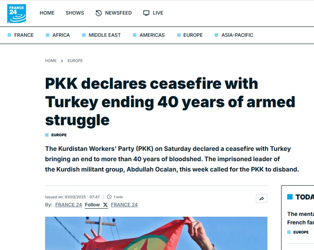 PKK'nın ateşkes ilanı dünya manşetlerinde: