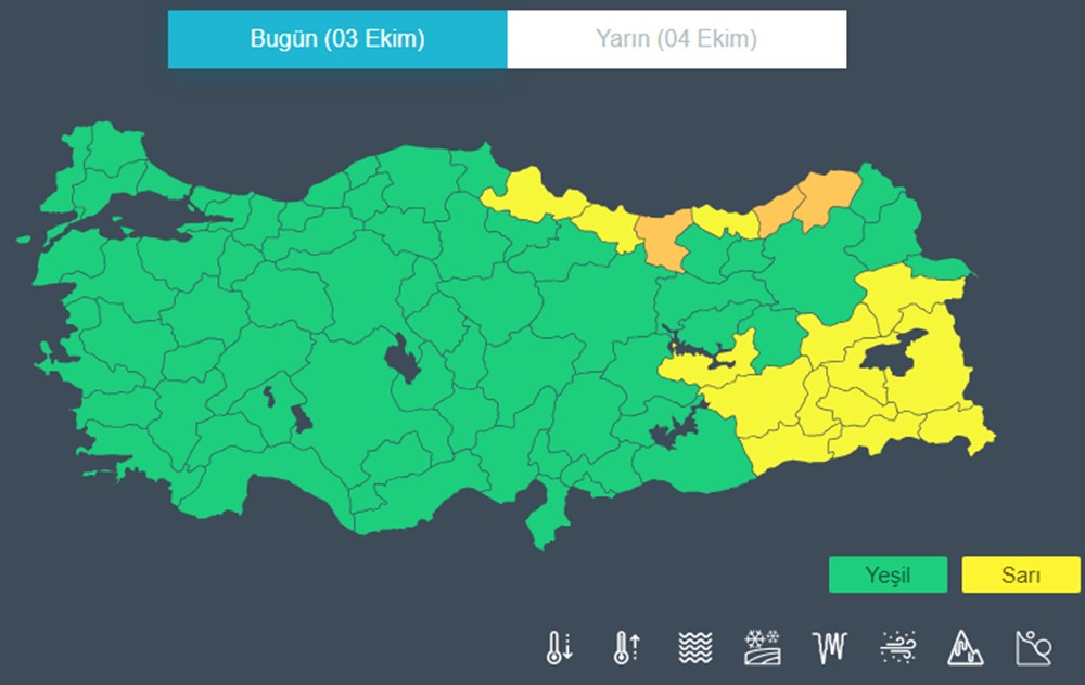 17 il için sarı ve turuncu kodlu uyarı (Bugün hava nasıl olacak?) - 3