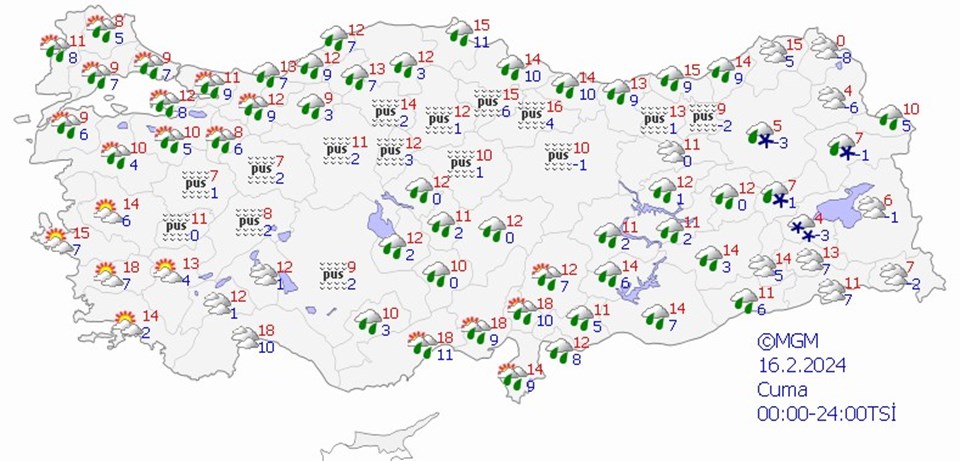 Yarın hava nasıl olacak? 16 Şubat hava durumu tahminleri - 1