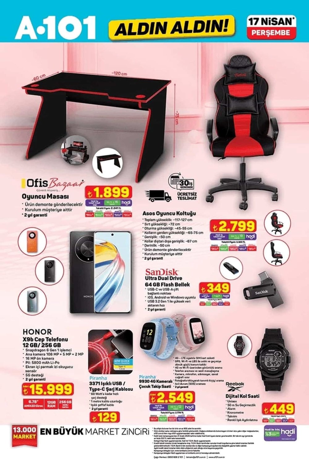 A101 Market 17 Nisan aktüel kataloğu yayımlandı: Oyuncu koltuğu-masası, Fritöz, salıncak ve kamp sandalyesi geliyor 77