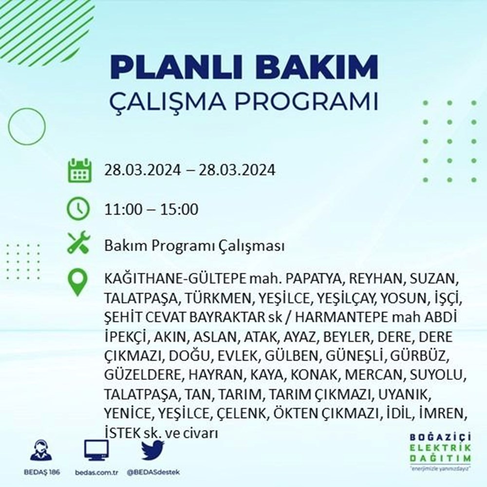 İstanbul'un 19 ilçesinde elektrik kesintisi: Elektrikler ne zaman gelecek? (28 Mart tarihli BEDAŞ kesinti programı) - 43