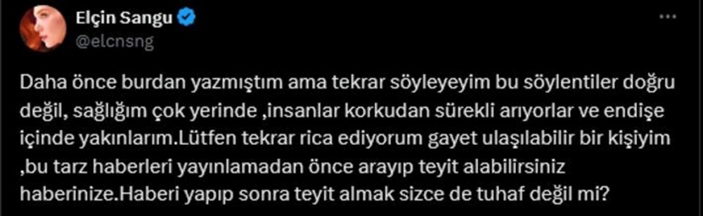 Elçin Sangu'dan hastalık iddialarına yanıt! "Yakınlarım endişeleniyor" - 5