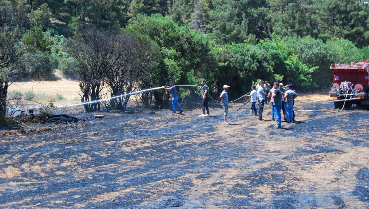 Çanakkale'de tarım arazisinde çıkan yangın söndürüldü