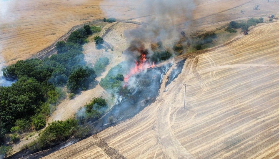 Edirne’de tarlada çıkan yangın söndürüldü