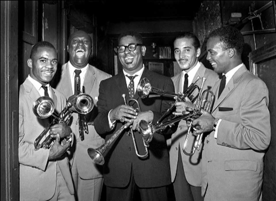 Joe Gordon, E.V. Perry, Dizzy Gillespie, Carl Warwick & Quincy Jones, NYC 1955 