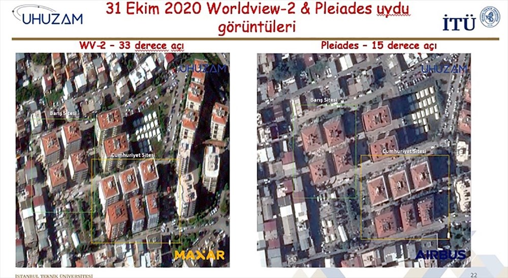 İzmir'deki yıkım uzaydan görüntülendi