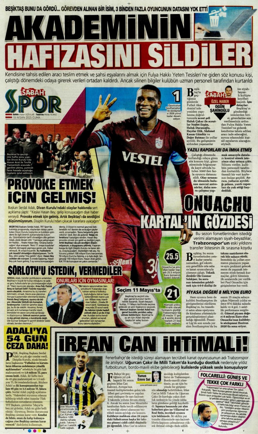 "Kolo Muani bombası" (18 Nisan 2025 spor manşetleri) - 24