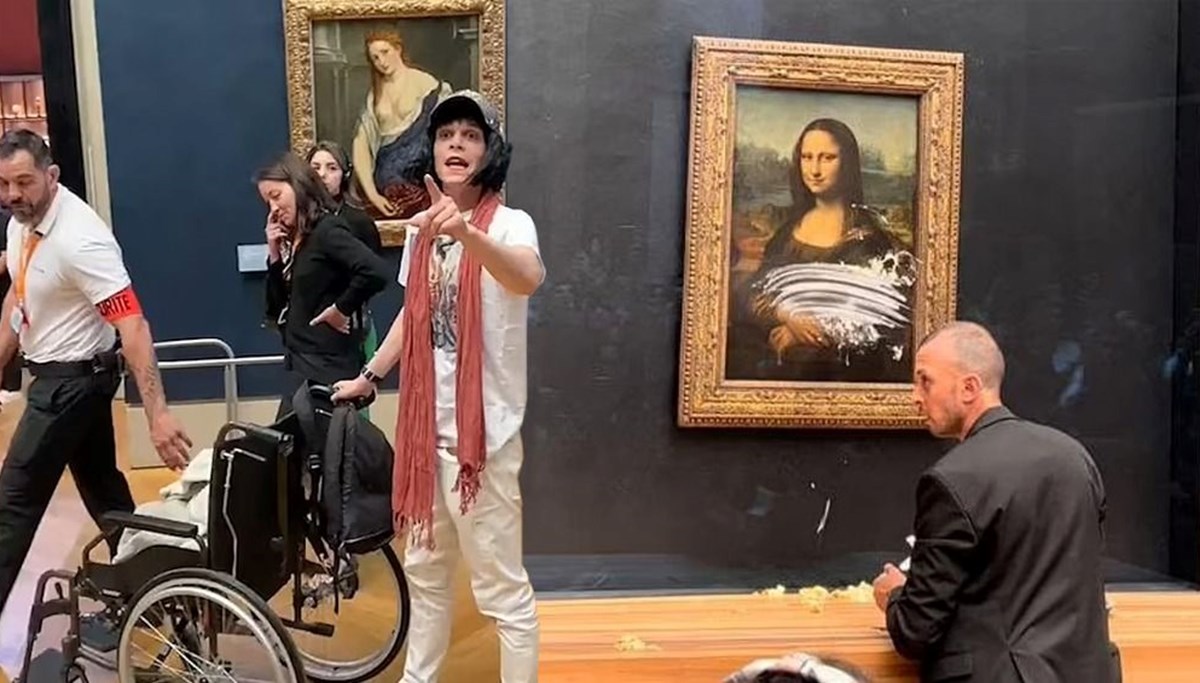 Louvre Müzesi'ndeki Mona Lisa tablosuna pastalı saldırı