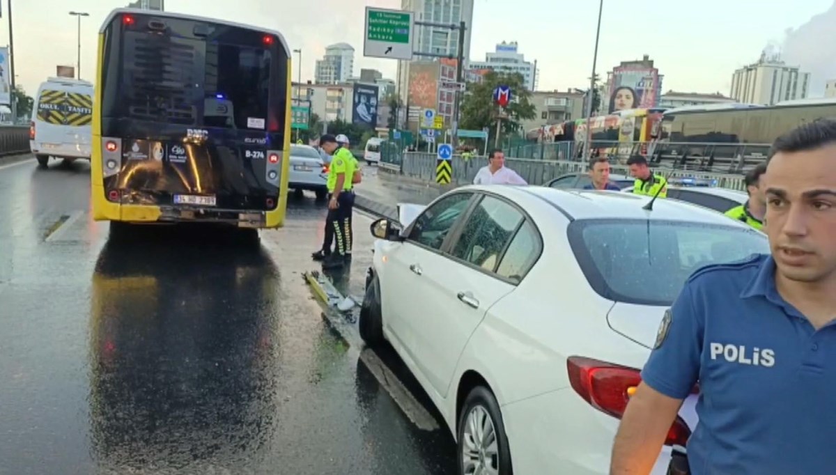 Şişli’de otomobil İETT otobüsüne arkadan çarptı: 3 yaralı