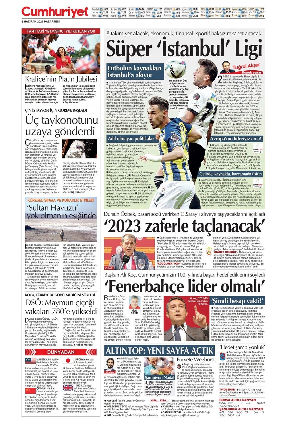 Günün spor manşetleri (6 Haziran 2022) - 17
