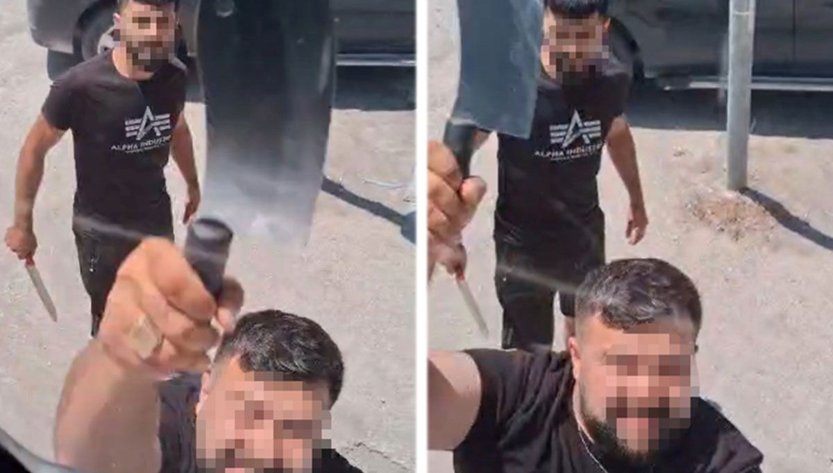 Trafikte satırla saldırdı