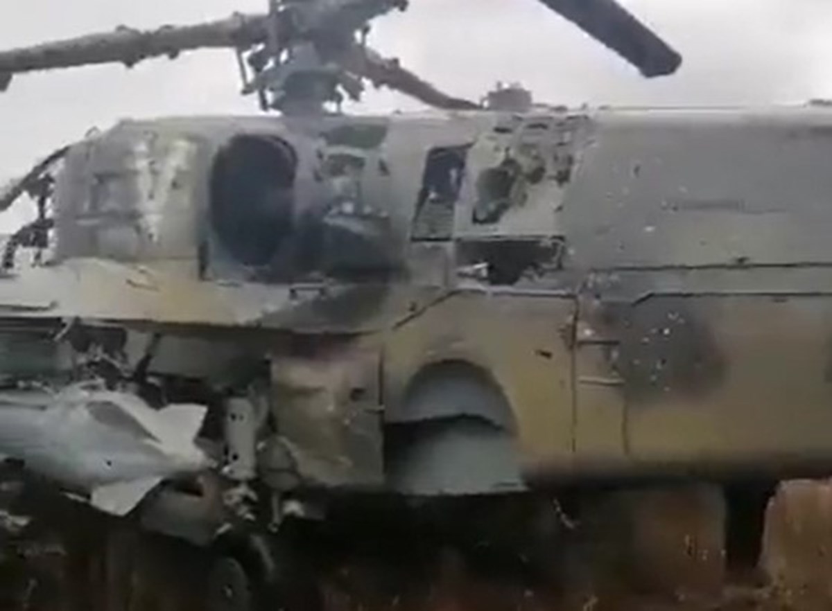 Ukrayna operasyonunda düşürülen Rus saldırı helikopterinde 