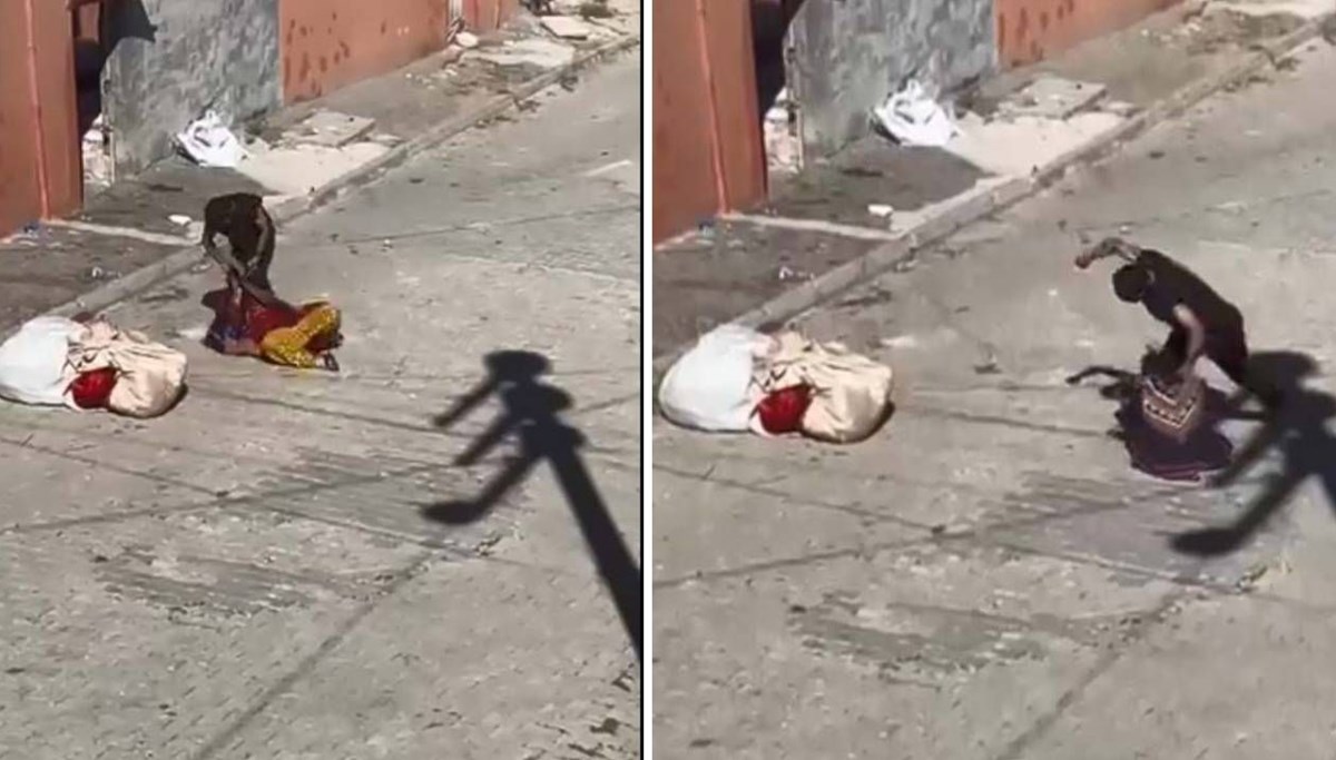 Sokakta ortasında kadına şiddet