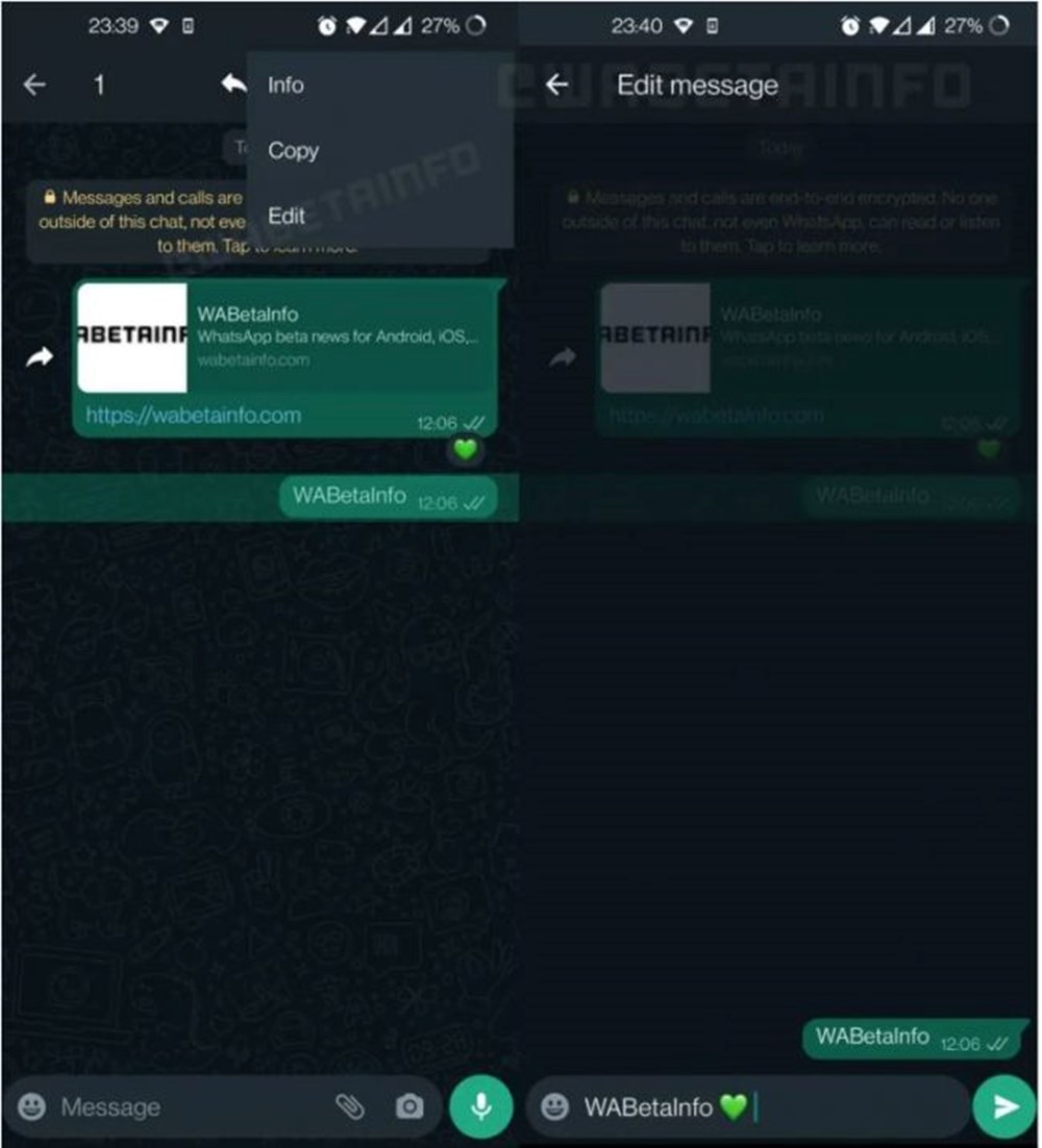 WhatsApp mesaj düzenlemeyi test ediyor - 2