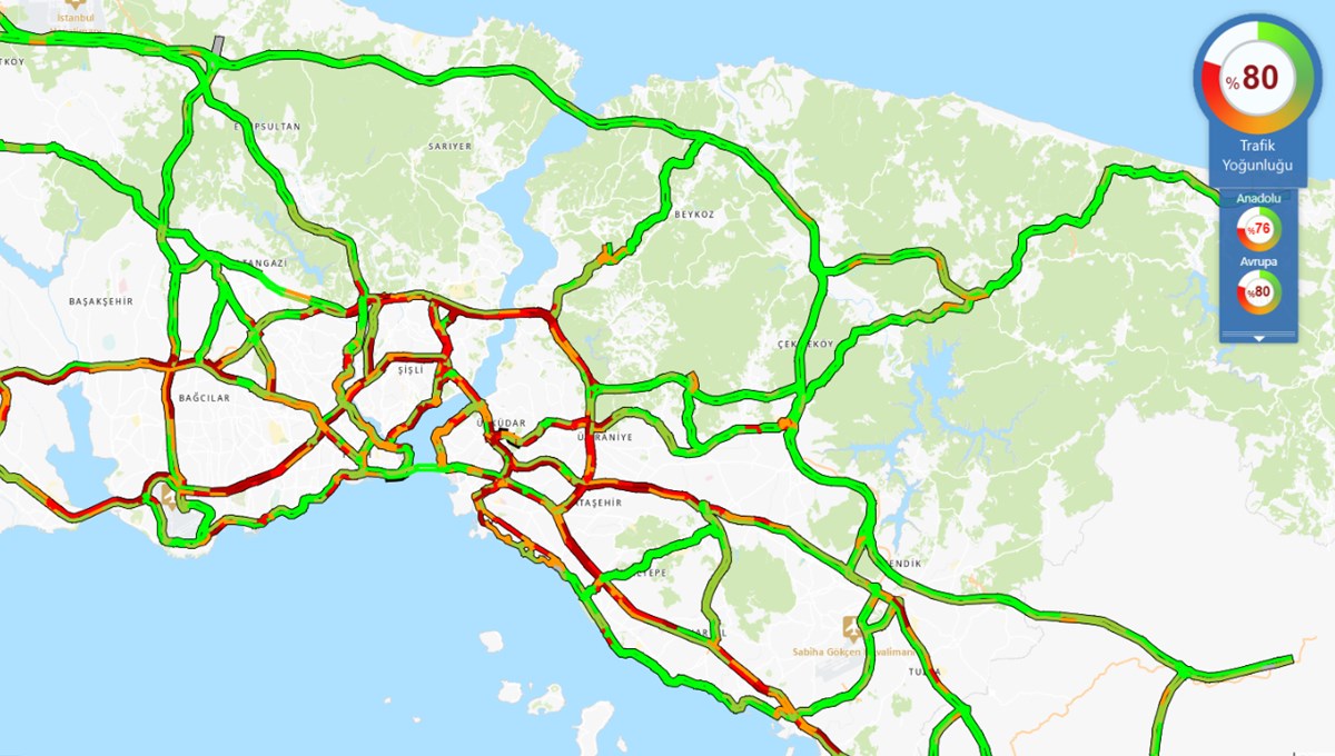 İstanbul trafiğinde yağmur yoğunluğu İstanbul trafiğinde yağmur yoğunluğu