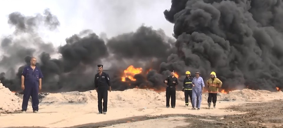 IŞİD'ın patlattığı petrol kuyularındaki yangın bir haftadır söndürülemiyor - 1