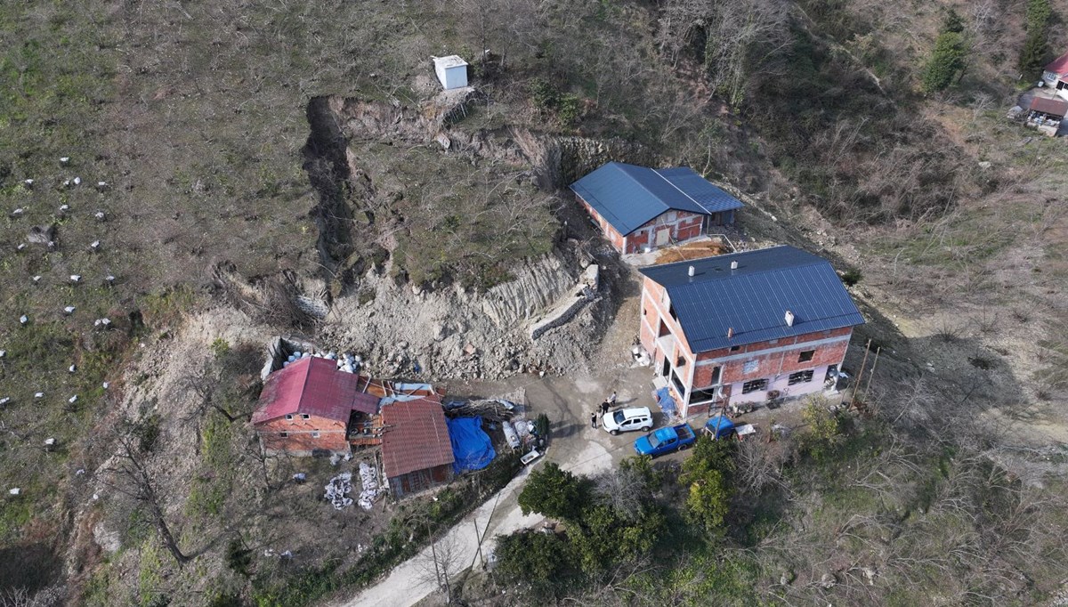 Trabzon'daki heyelan bölgesi havadan görüntülendi