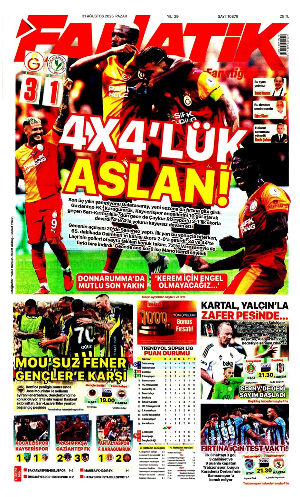 "Ya Kartal ya Schmidt" (31 Ağustos spor manşetleri) - 1