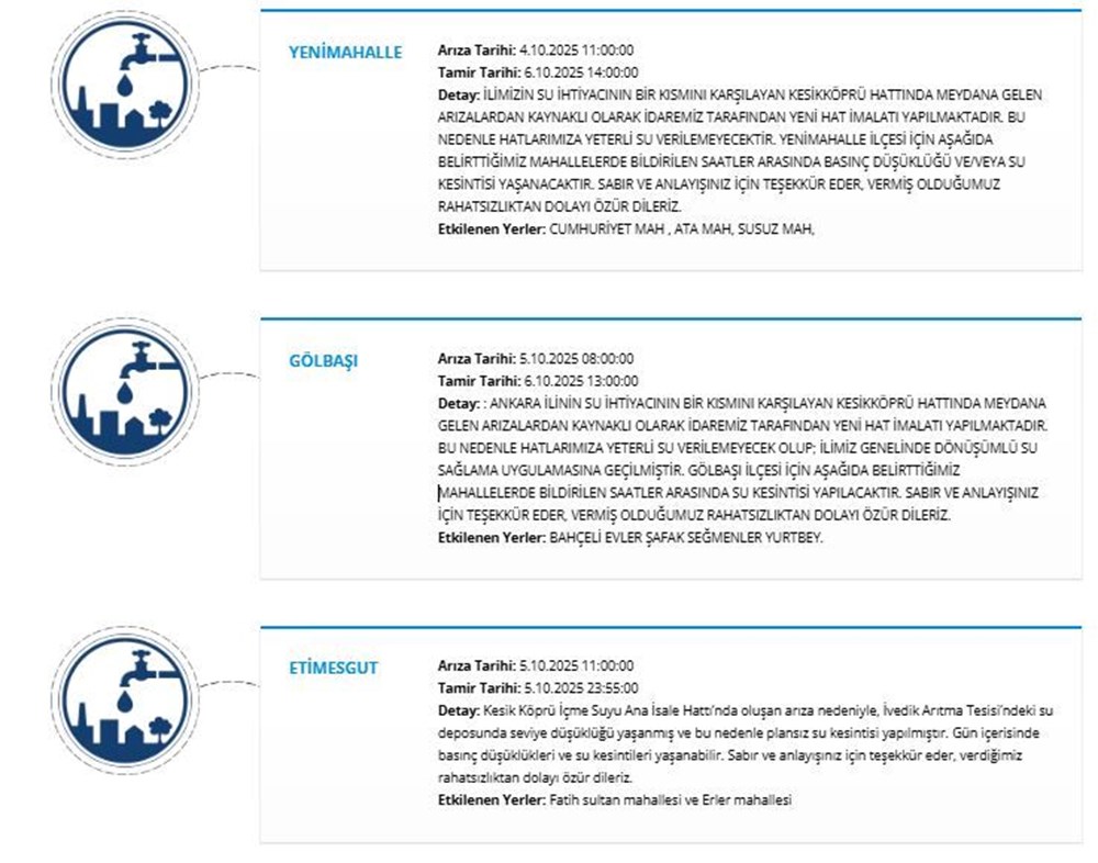 Ankara'nın 7 ilçesinde su kesintisi: Sular ne zaman gelecek? (ASKİ 6 Ekim su kesintisi programı) - 8
