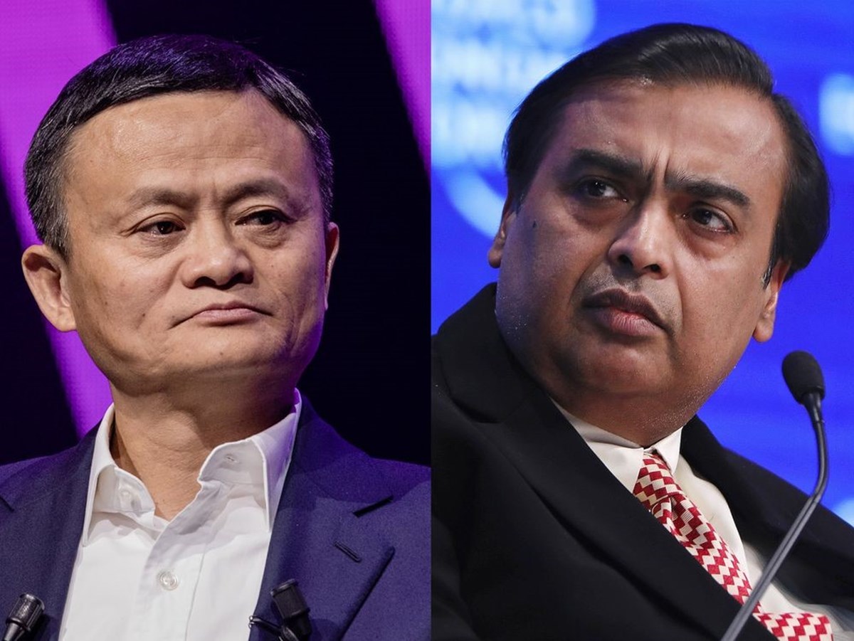 Soldan sağa: Jack Ma ve Mukesh Ambani.
