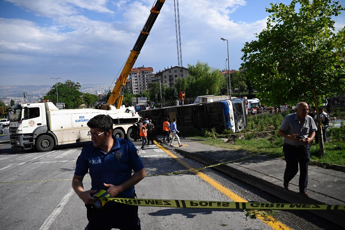 Ankara’da EGO otobüsü devrildi: 5 kişi yaralandı