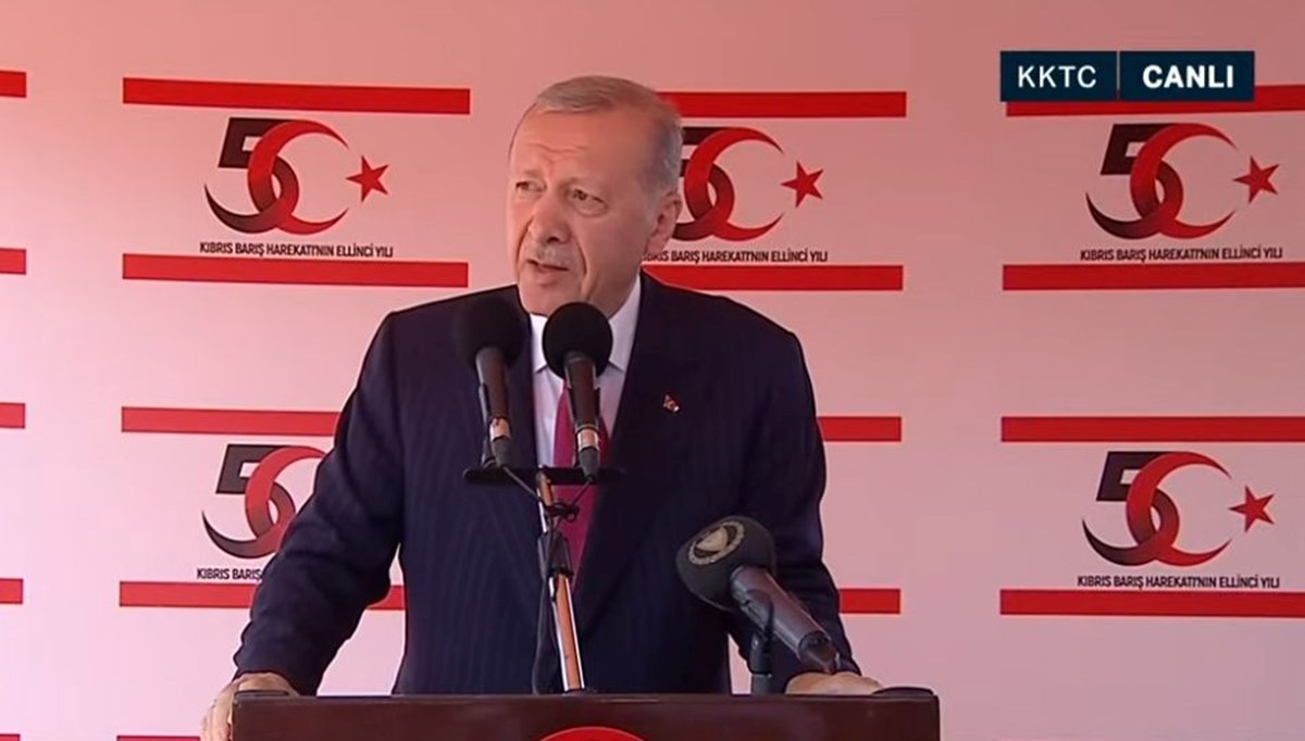 KKTC’de 50’nci yıl coşkusu | Cumhurbaşkanı Erdoğan törende konuşuyor: 