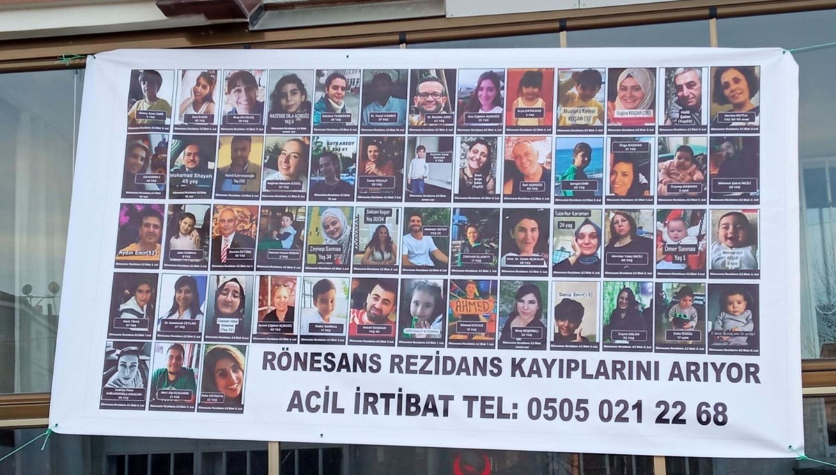 Rönesans Rezidans enkazında bulunamayan 55 kişi için pankart hazırlandı