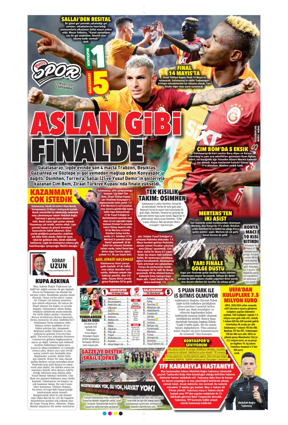 "Aslan finale kükredi" (23 Nisan 2025 spor manşetleri) - 26