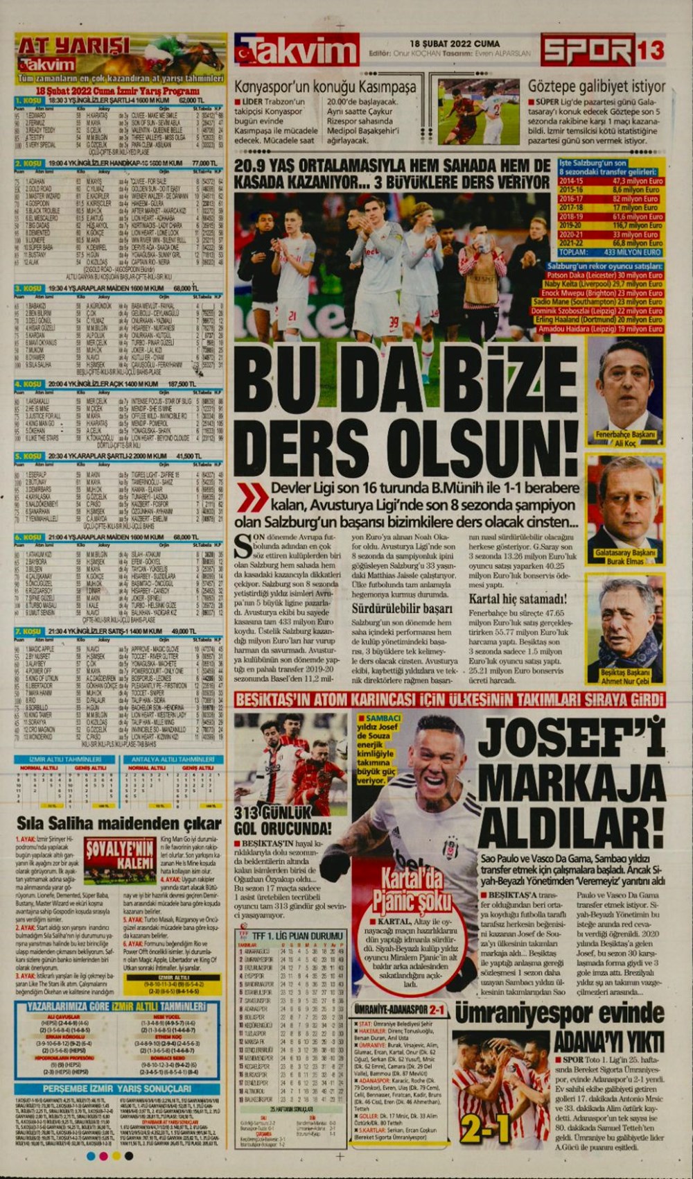 Günün spor manşetleri (18 Şubat 2022) - 12