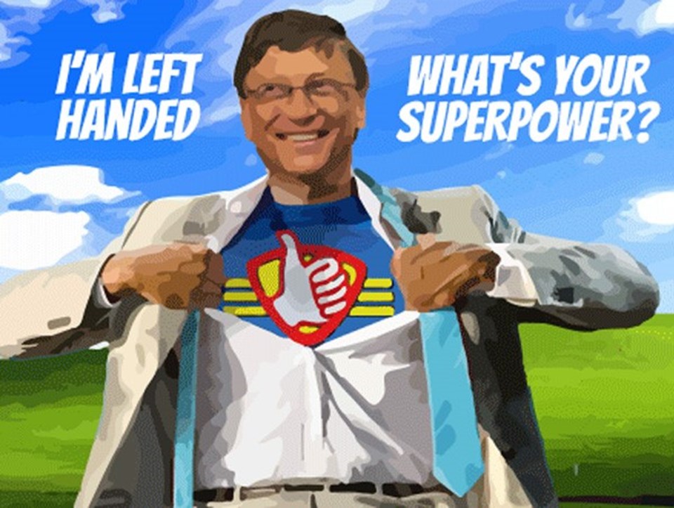 Dünyanın en zengin insanı Bill Gates, solaklığı ile övünenlerden...