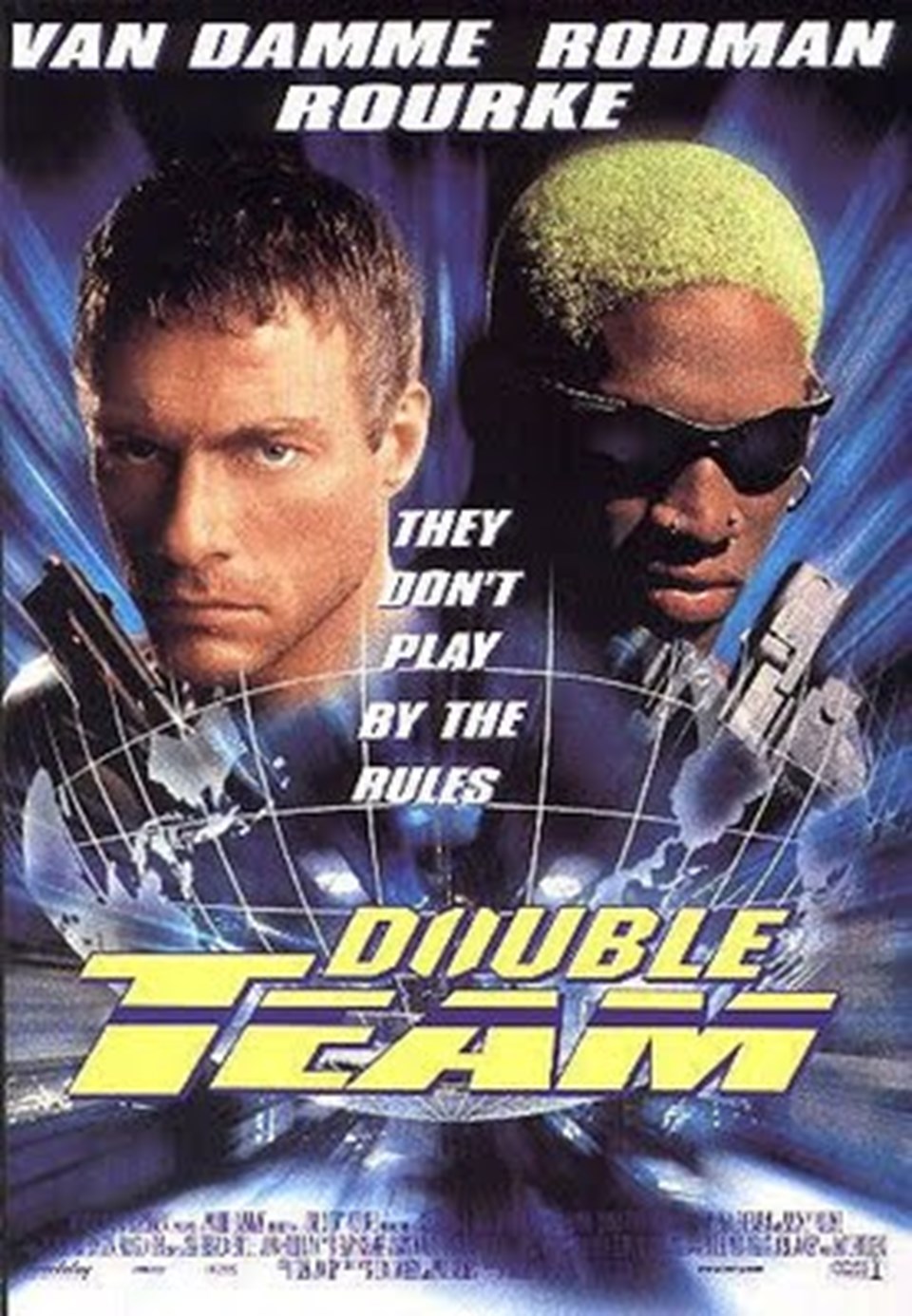 Rodman'ın Van Damme'la birlikte başrolü paylaştığı Double Team filminin afişi.