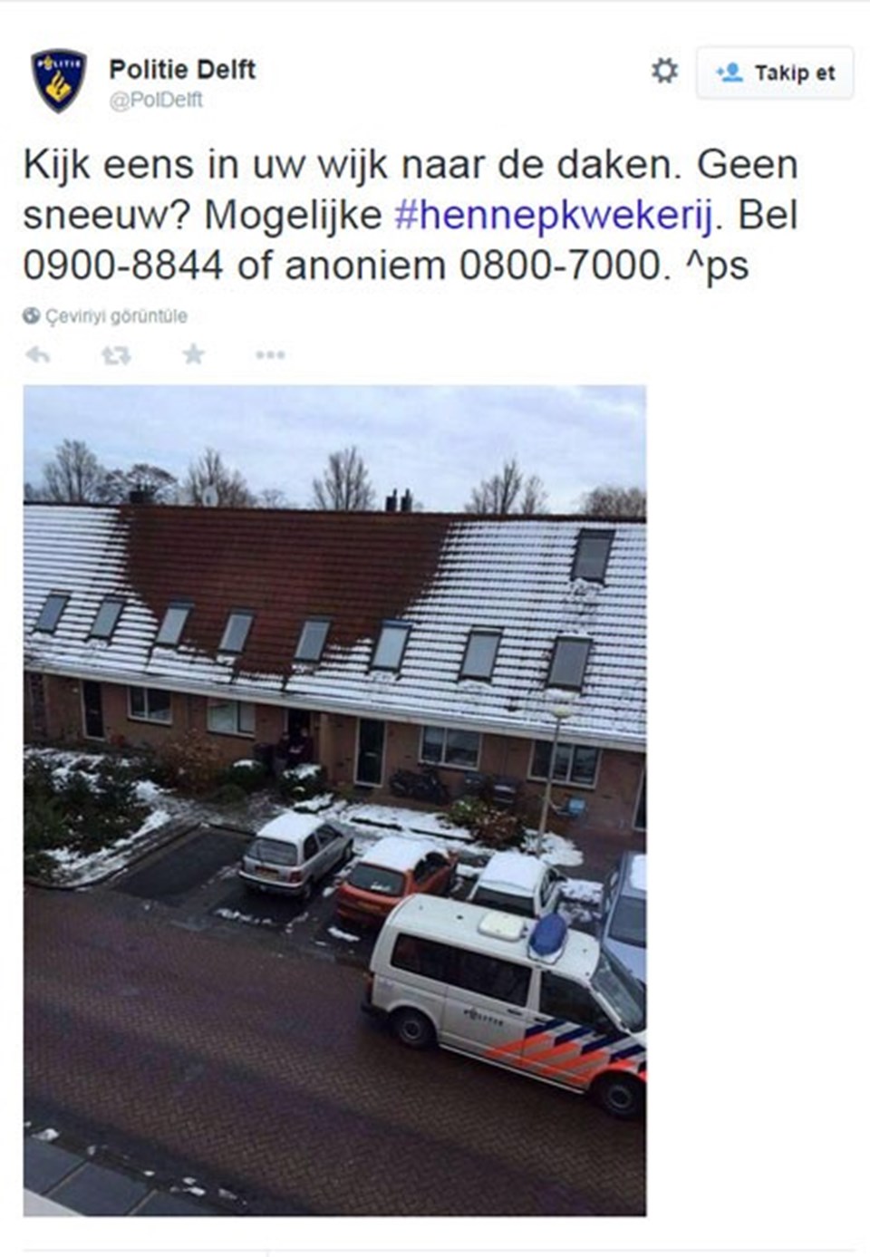 Polis twitter hesabından ihbar edilmesi gerektiğini böyle duyurdu