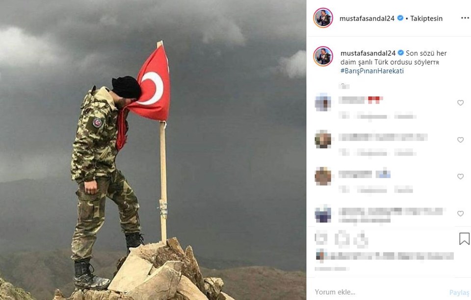 Instagram'da ünlüler, Ünlülerden Mehmetçik'e destek mesajları, Barış Pınarı Harekatı, Barış Pınarı Harekatı destek mesajları, ünlülerden Barış Pınarı Harekatı'na destek mesajları, TSK