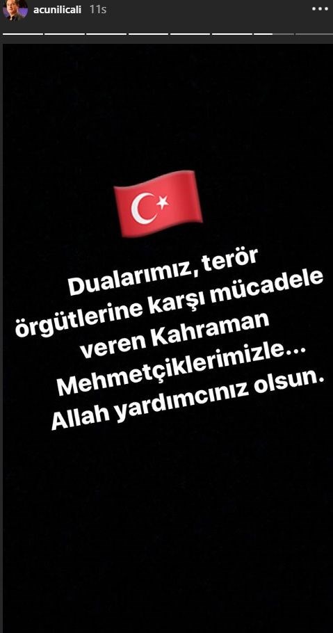 Instagram'da ünlüler, Ünlülerden Mehmetçik'e destek mesajları, Barış Pınarı Harekatı, Barış Pınarı Harekatı destek mesajları, ünlülerden Barış Pınarı Harekatı'na destek mesajları, TSK