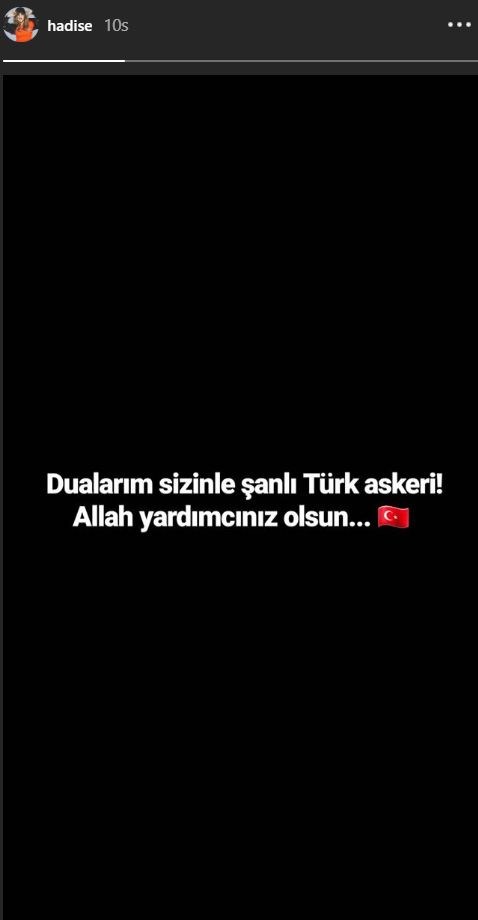 Instagram'da ünlüler, Ünlülerden Mehmetçik'e destek mesajları, Barış Pınarı Harekatı, Barış Pınarı Harekatı destek mesajları, ünlülerden Barış Pınarı Harekatı'na destek mesajları, TSK