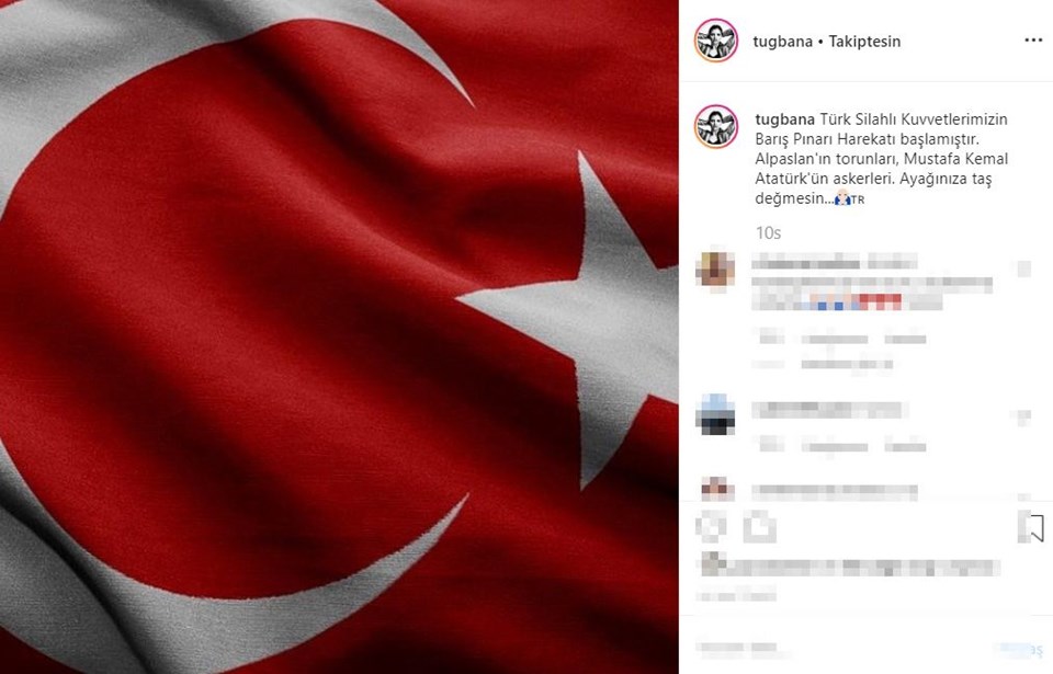 Instagram'da ünlüler, Ünlülerden Mehmetçik'e destek mesajları, Barış Pınarı Harekatı, Barış Pınarı Harekatı destek mesajları, ünlülerden Barış Pınarı Harekatı'na destek mesajları, TSK